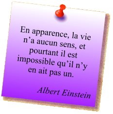 En apparence, la vie n’a aucun sens, et pourtant il est impossible qu’il n’y en ait pas un.  Albert Einstein